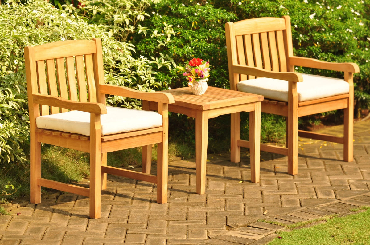 3 Pc Teak Dining Set with 2 Armchairs and Side Table K6259