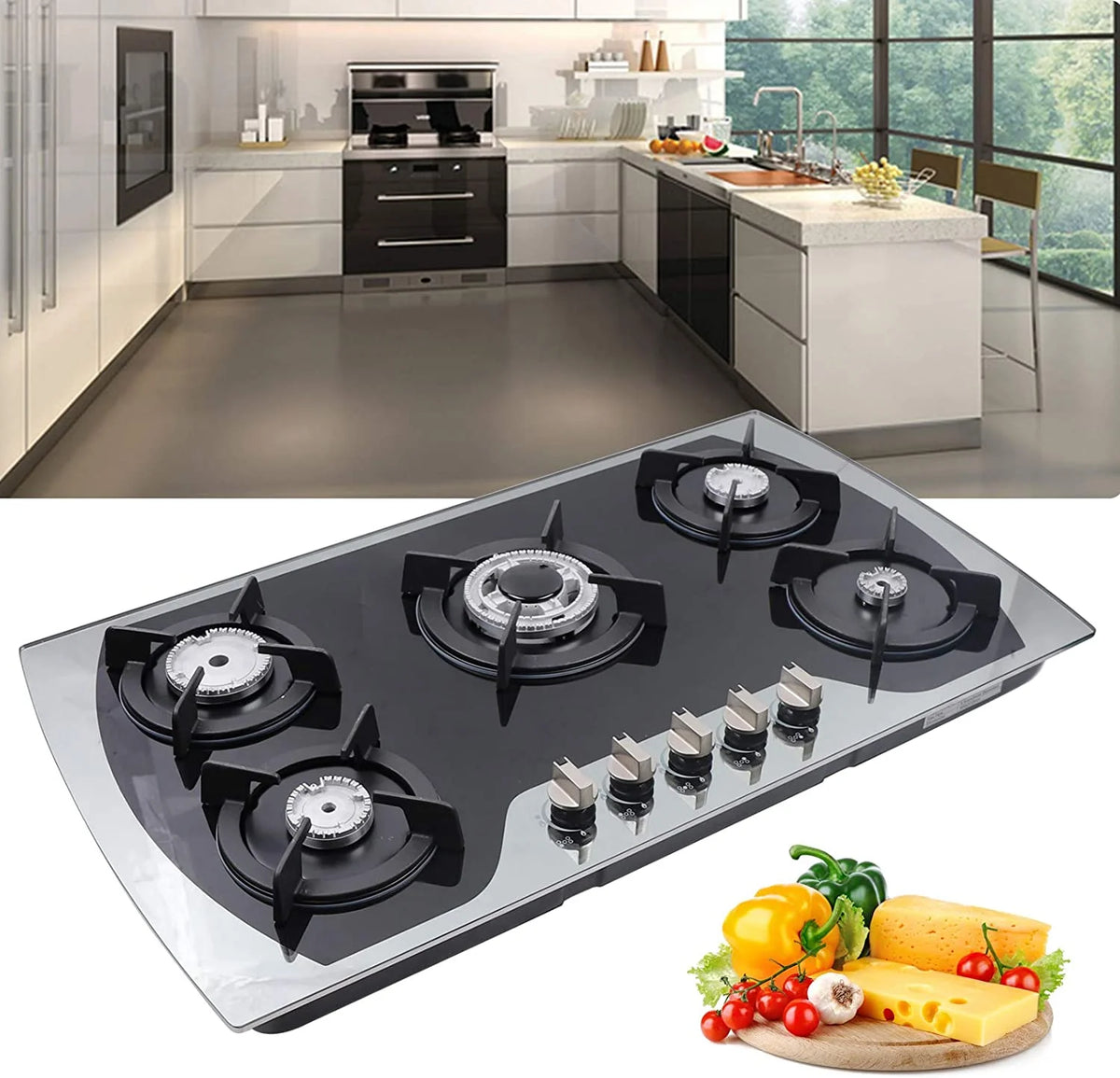 5 Burners Tempered Glass Gas Cooktop D113356