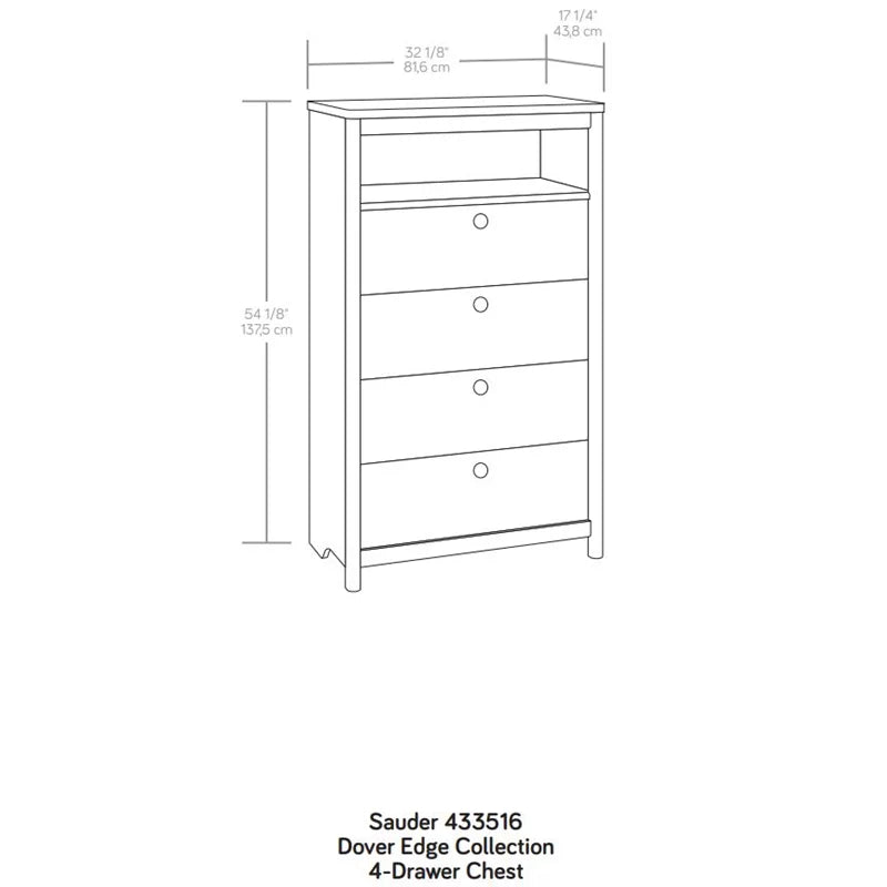 Modern Engineered Wood 4-Drawer Chest J109