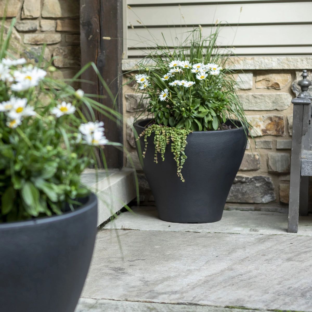 Dark Cedar Round Indoor Outdoor Plastic Planter and Pot V50288