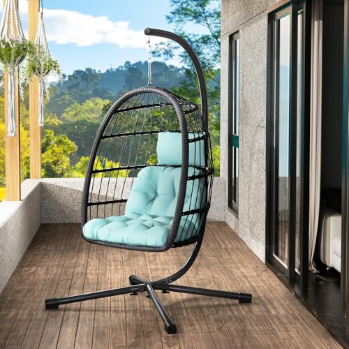 Egg Chair with Stand Rattan Wicker Hanging Swing Hammock Chair I98304