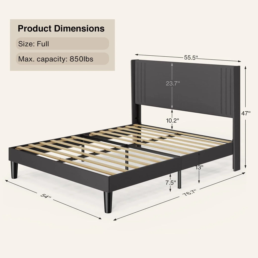 Full Bed Frame with 4 Drawers and Adjustable Headboard Dark Grey B771207