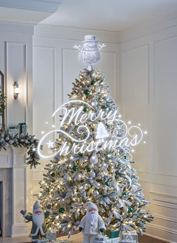 Christmas Tree Topper with 3D Glitter LED Snowflake Projector Lights B1322