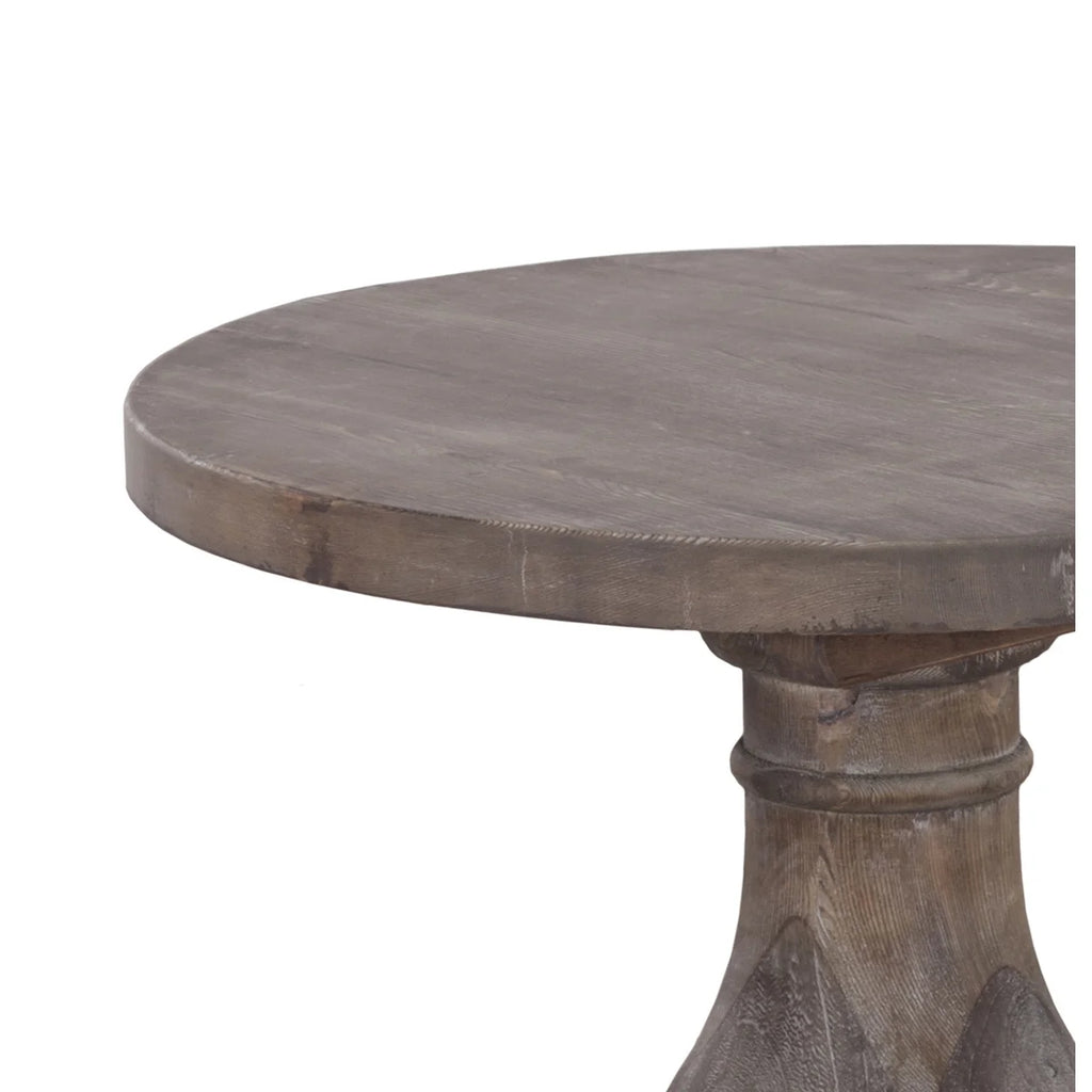Brown Round Wood End Table with Pedestal Base X7994