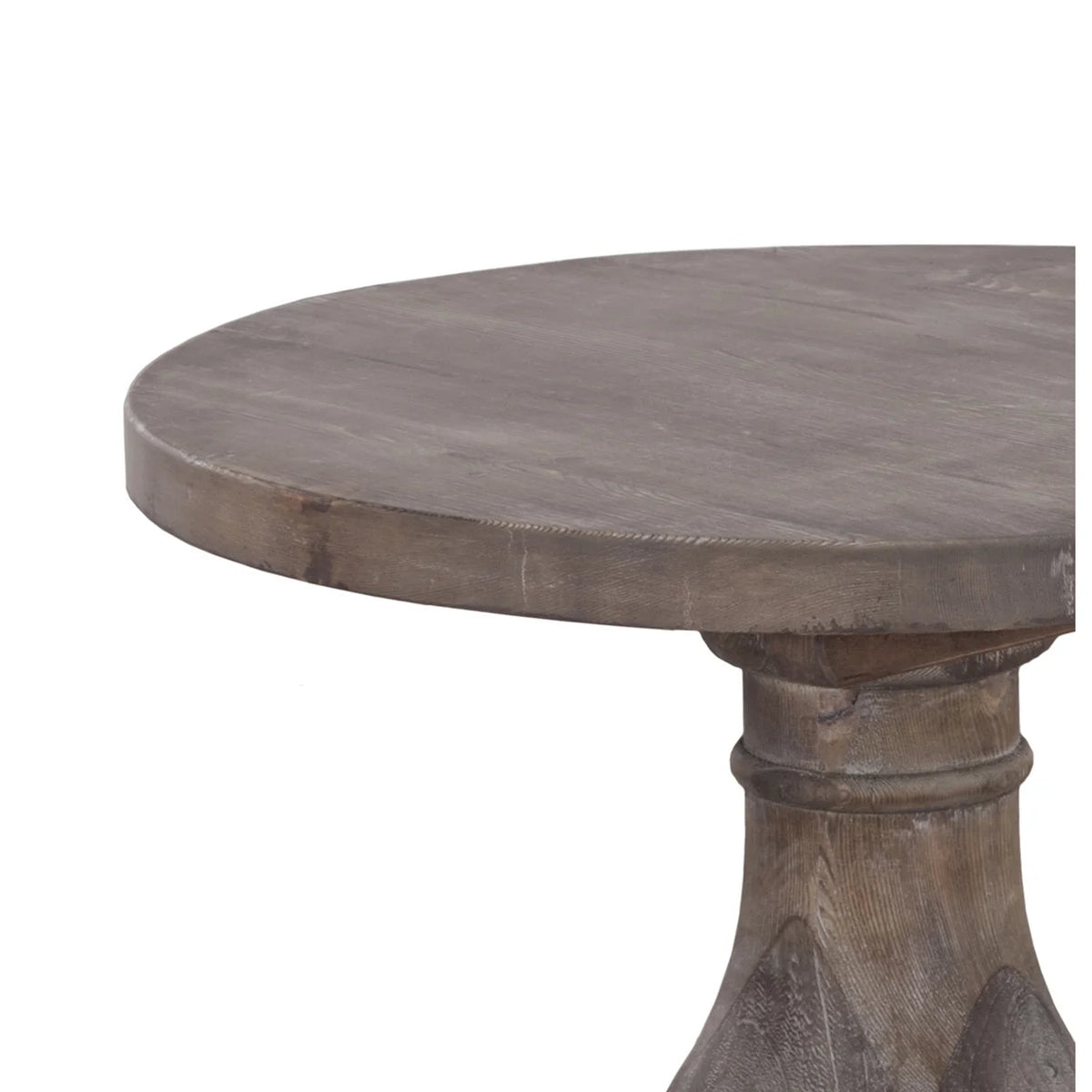 Brown Round Wood End Table with Pedestal Base X7994