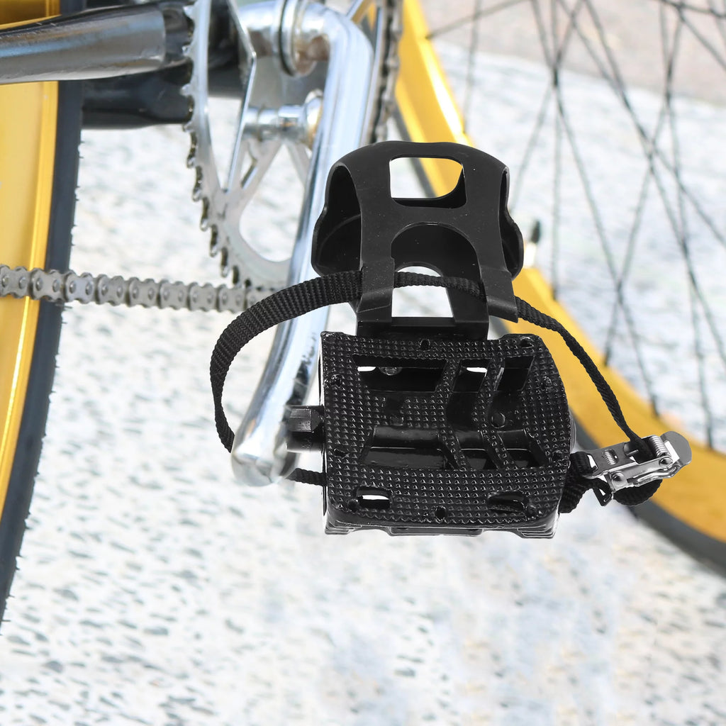 Bicycle Pedals 9/16'' Spindle with Toe Clips Black Y92219