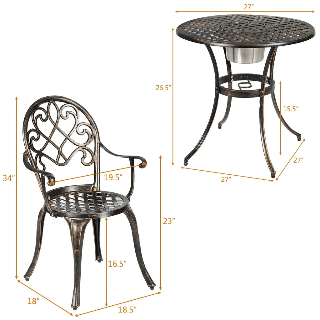 3 Pc Patio Dining Set with Ice Bucket X30509