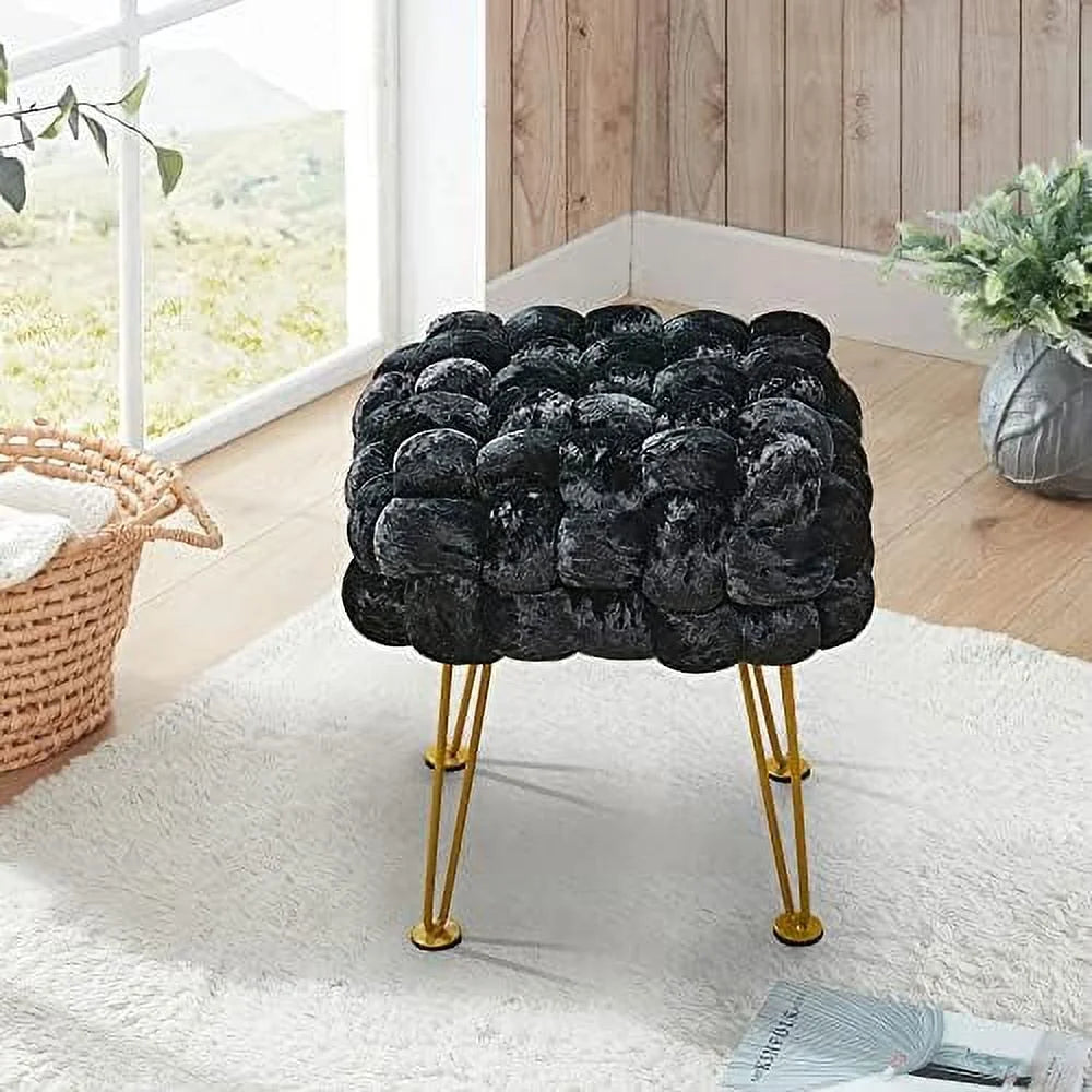 Dark Blue Upholstered Ottoman Bench 16"x16"x16" O448536